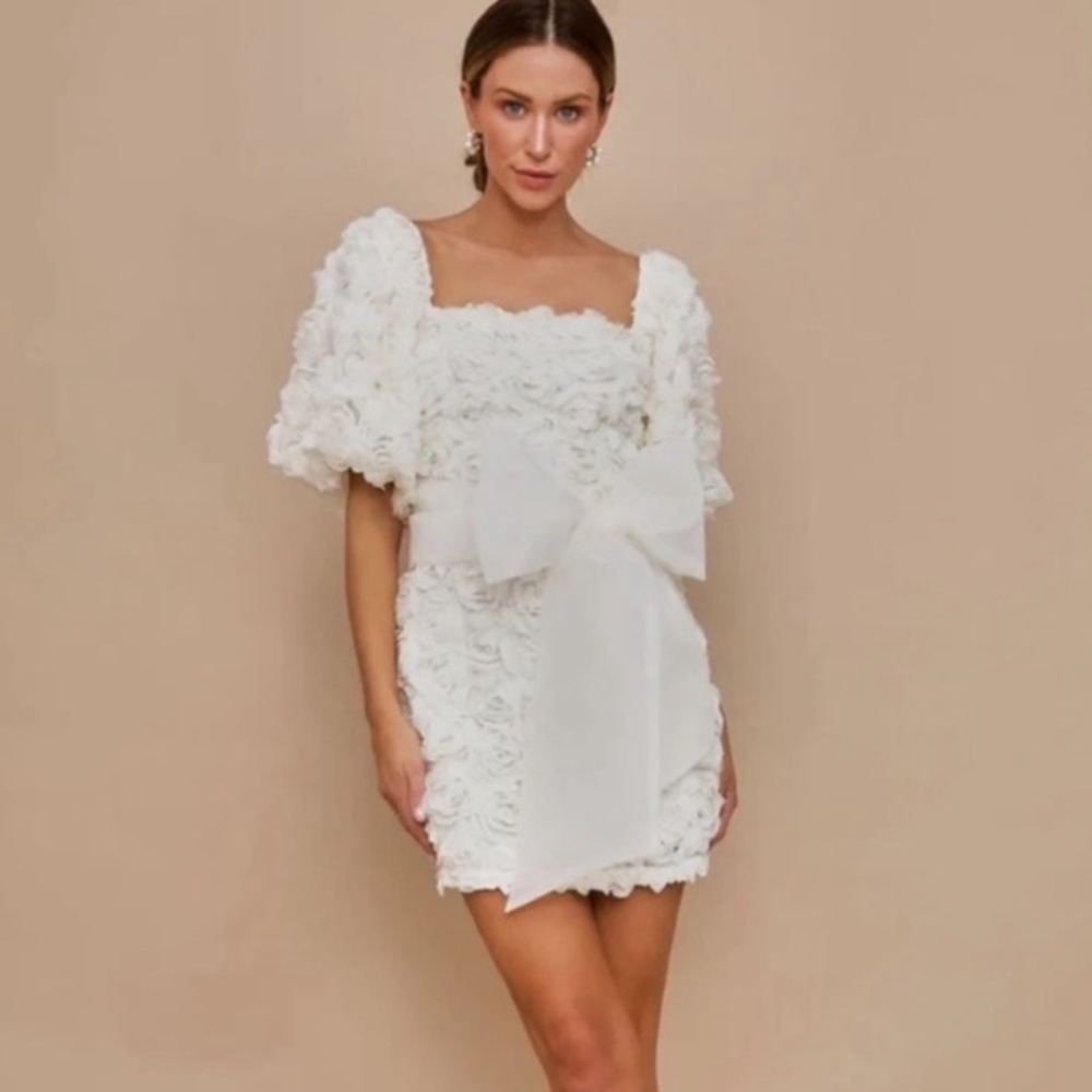 MABLE, Cream Rossette dress - without tulle bowtie.
